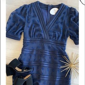 Navy Blue Short Sleeve Dress
